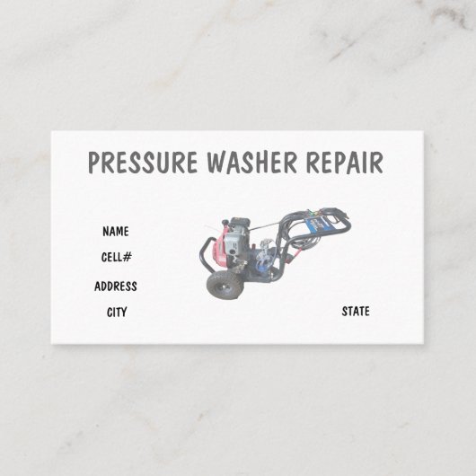 Carte De Visite Pressure Washer Repair (Devant)