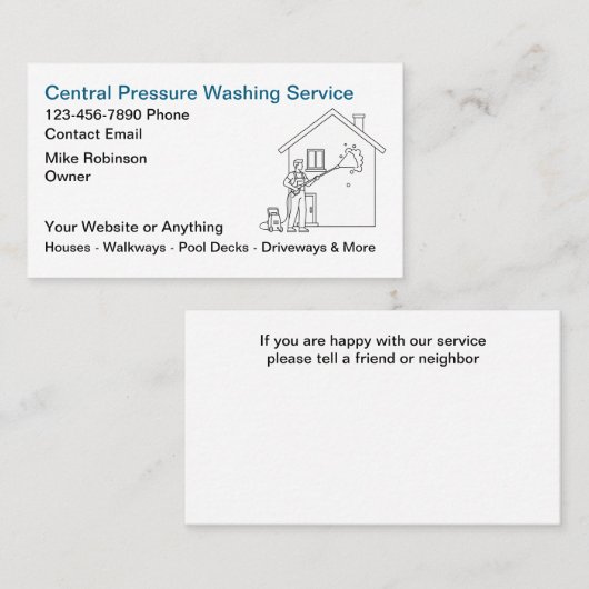 Carte De Visite Pressure Washing Services Business Cards (Devant / Derrière)