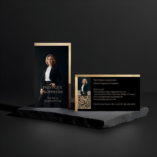 Carte De Visite Prestige Luxury Realtor Law Firm Gold & Black Luxe
