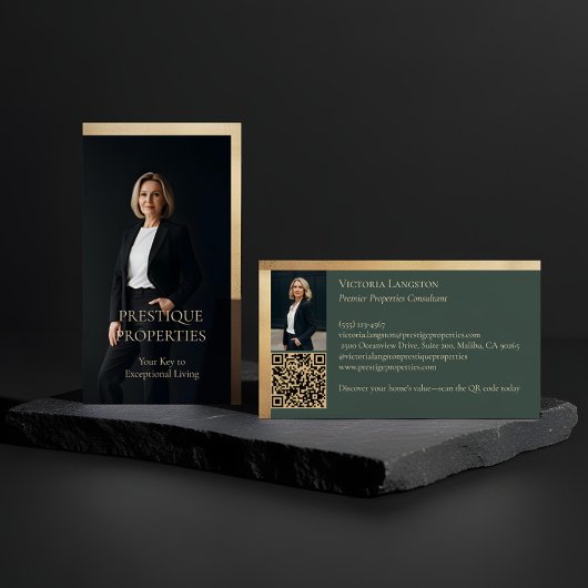 Carte De Visite Prestige Luxury Realtor Law Firm Gold & Black Luxe