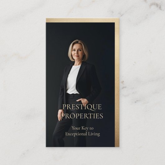 Carte De Visite Prestige Luxury Realtor Law Firm Gold & Black Luxe (Devant)