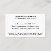 Carte De Visite Prêt Public Notaire Signant Un Stylo Fontaine Mode (Dos)