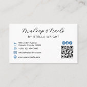 Carte De Visite Pretty Blue Bow Beauty QR Code (Dos)