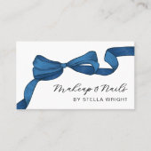 Carte De Visite Pretty Blue Bow Beauty QR Code (Devant)