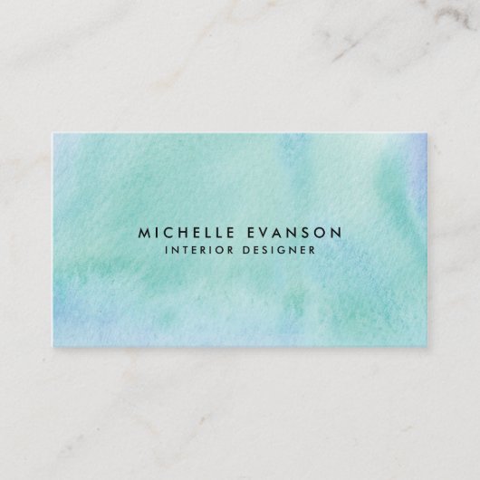 Carte De Visite Pretty Blue Green Aquarelle Peinture créative (Devant)