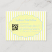 Carte De Visite Pretty Feminine Yellow Blue Bow Stripe Pattern (Dos)