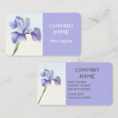 Carte De Visite pretty flower purple Iris watercolor custom   (Devant / Derrière)