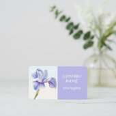 Carte De Visite pretty flower purple Iris watercolor custom   (Debout devant)