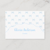 Carte De Visite Pretty Girly Feminine Blue Bow Stripe Pattern (Devant)