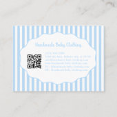 Carte De Visite Pretty Girly Feminine Blue Bow Stripe Pattern (Dos)