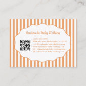 Carte De Visite Pretty Girly Feminine Orange Bow Stripe Pattern  (Dos)