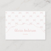 Carte De Visite Pretty Girly Feminine Pink Bow Stripe Pattern (Devant)