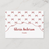 Carte De Visite Pretty Girly Feminine Pink Red Bow Stripe Pattern (Devant)