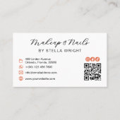 Carte De Visite Pretty Orange Bow Beauty QR Code (Dos)