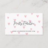 Carte De Visite Pretty Pink Hearts Romance Author Writer (Devant)