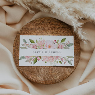 Carte De Visite Pretty Pink Roses on White   Floral