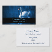 Carte De Visite Pretty white swan floating on blue lake (Devant / Derrière)