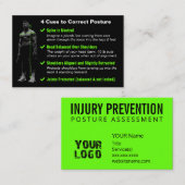 Carte De Visite Prévention des blessures Cotes de posture correcte (Devant / Derrière)