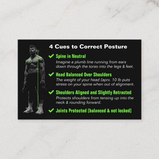 Carte De Visite Prévention des blessures Cotes de posture correcte (Devant)