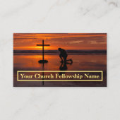 Carte De Visite Prière à genoux Ocean Orange Sunset Church Pasteur (Devant)