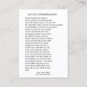 Carte De Visite Prière catholique de consécration d'enfant à Mary (Dos)