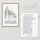 Carte De Visite Prière catholique de consécration d'enfant à Mary (Devant / Derrière)