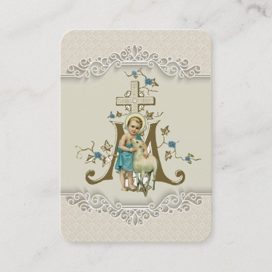 Carte De Visite Prière catholique Jésus agneau Croix religieuse (Devant)