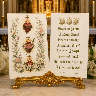 Carte De Visite Prière catholique traditionnelle des Trois Cœurs s