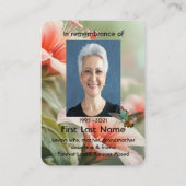 Carte De Visite Prière commémorative de photo Keepsaké colibri (Dos)