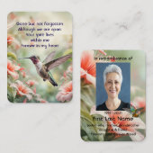 Carte De Visite Prière commémorative de photo Keepsaké colibri (Devant / Derrière)