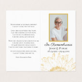 Carte De Visite Prière commémorative de tournesol jaune (Extérieur déplié)