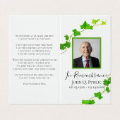 Carte De Visite Prière commémorative Green English Ivy Vine (Extérieur déplié)