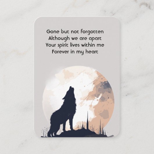 Carte De Visite Prière commémorative Loup solitaire Howling animal (Dos)