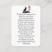 Carte De Visite Prière commémorative Loup solitaire Howling animal (Dos)