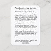 Carte De Visite Prière confiant aux Etats-Unis à Mary impeccable (Dos)