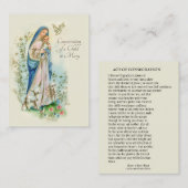 Carte De Visite Prière de consécration catholique de l'enfant à Ma (Devant / Derrière)