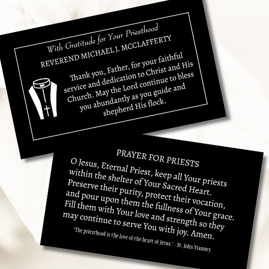 Carte De Visite Prière de gratitude du prêtre catholique Thanksgiv