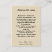 Carte De Visite Prière de Memorare de lis de St Joseph Jésus (Dos)