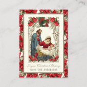 Carte De Visite Prière de Noël catholique Trois Coeurs (Devant)