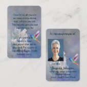 Carte De Visite Prière de photographie commémorative Fleurs blanch (Devant / Derrière)