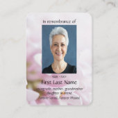 Carte De Visite Prière de photographie commémorative Fleurs de jar (Dos)