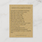 Carte De Visite Prière de saint François d'Assise (Dos)