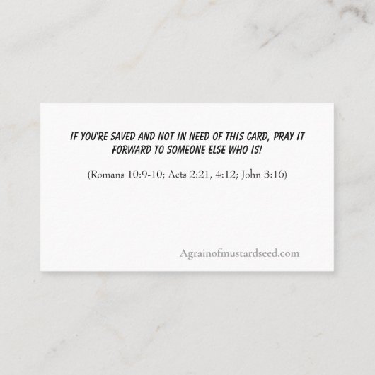 Carte De Visite PRIÈRE DE SALUT ajouter église ou ministère à dos (Dos)