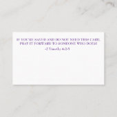 Carte De Visite PRIÈRE DE SALUT ajouter église ou ministère à dos (Dos)