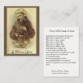 Carte De Visite Prière de St Francis d'Assisi saint (Devant / Derrière)