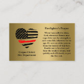 Carte De Visite Prière du pompier sur l'Arrière - plan d'or (Devant)