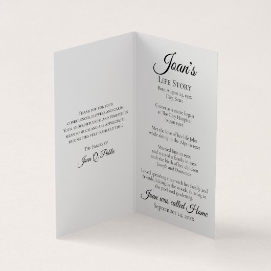 Carte De Visite Prière funéraire aux fleurs d'Hydrangée blanche (Intérieur)