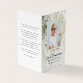 Carte De Visite Prière funéraire aux fleurs d'Hydrangée blanche (Extérieur)