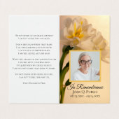 Carte De Visite Prière funéraire blanche double jonquille (Extérieur déplié)