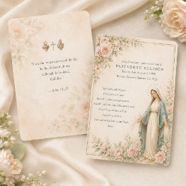 Carte De Visite Prière funéraire catholique traditionnelle mariale